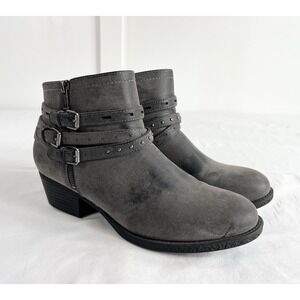 Sonoma Goods For Life Gray Ankle Boots Straps Zipper Faux Leather Women's 11M